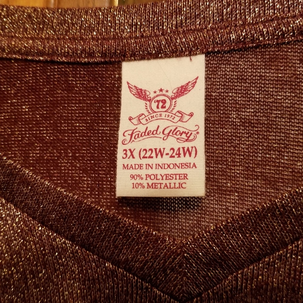Like new, Faded Glory 3x Sparkle shirt (reddish /